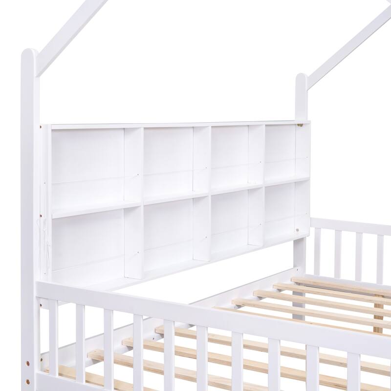 Montessori House Bed for Kids - Full/Twin Size with 2 Storage Drawers
