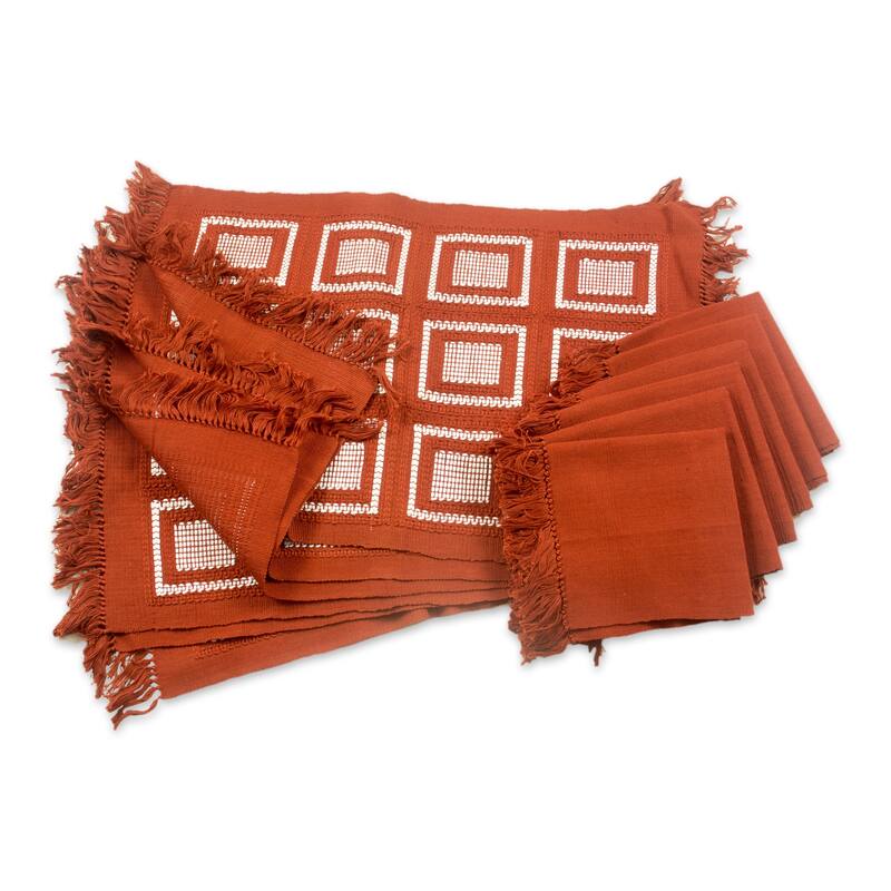 Novica Handmade Antigua Brown Cotton Placemat And Napkin Set (Set Of 6)