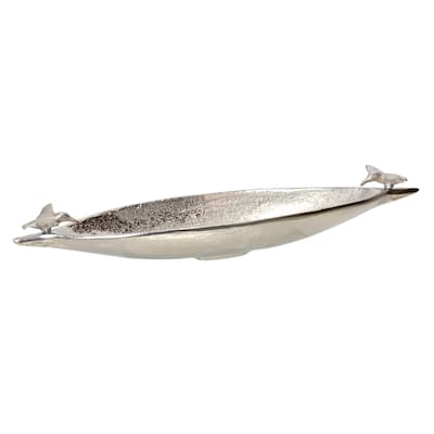 StyleCraft Cevilla - Boat Dish With Bird - Nickel - 18" x 3" x 5"
