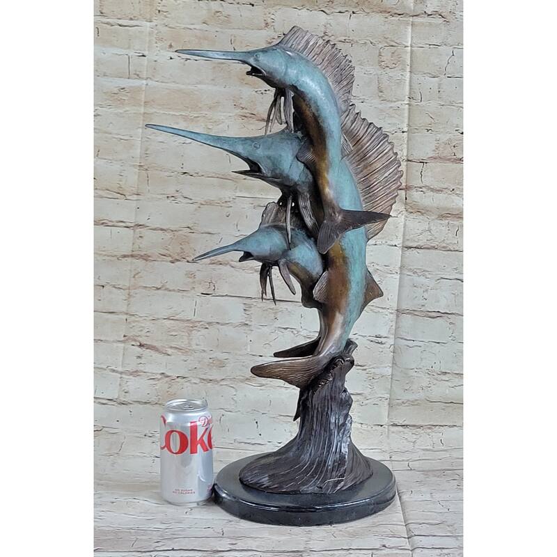 Marlin Sailfish Swordfish Nautical Bronze Statue Sculpture Ocean Sea Decor 24 Inches X 12 Inches