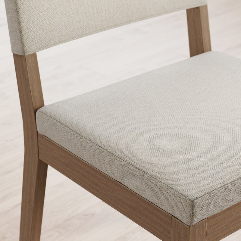 Linus Modern Upholstered Dining Chair, Solid Rubberwood Legs