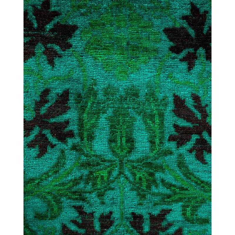 Overton Hand Knotted Wool Vintage Inspired Modern Contemporary Overdyed Green Area Rug - 8' 2" x 10' 0"