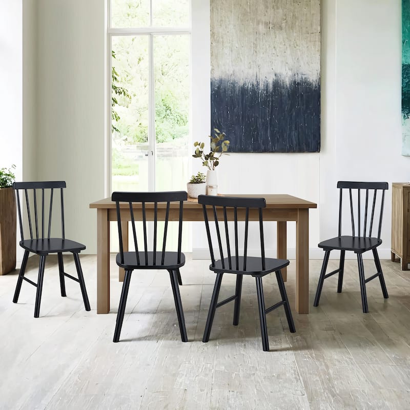 Spindle Back 16" Wide Black Dining Chairs - Set of 4 - Black