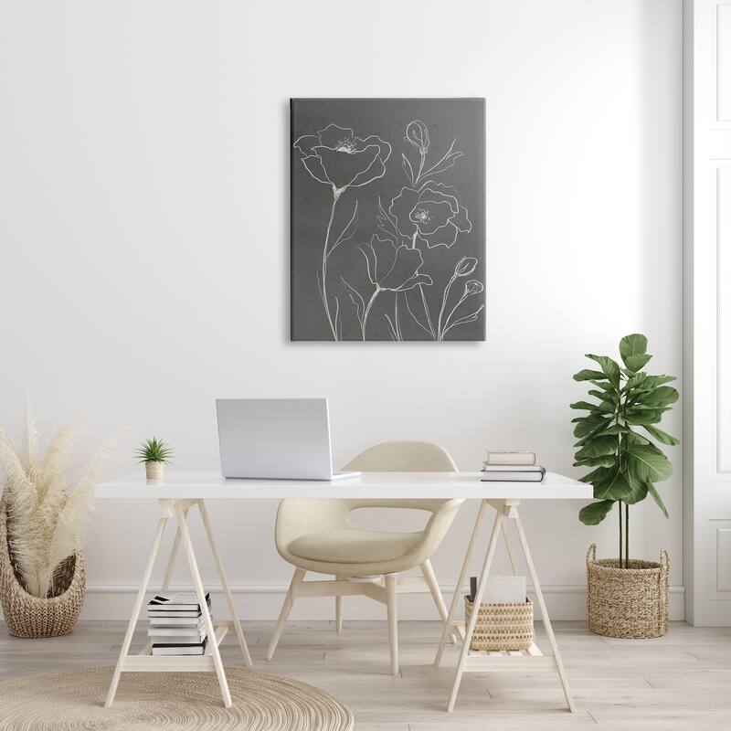 Stupell Blossoming Flower Petals Botanical Line Doodle Drawing Canvas Wall Art, Design by Elizabeth Medley
