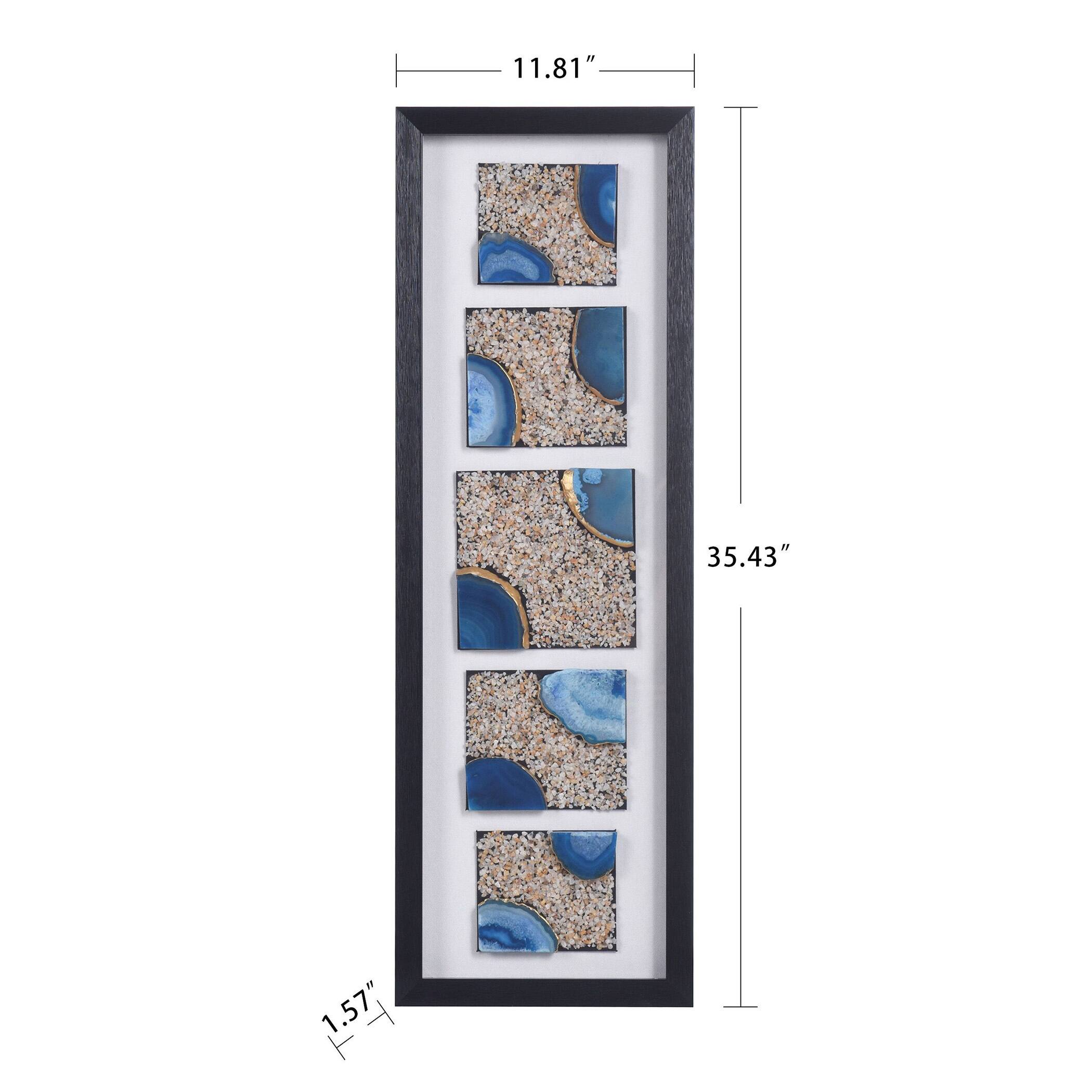 Agate Blue I Shadow Box Wall Art With Agate Stones Black Frame Bed Bath & Beyond 39389792