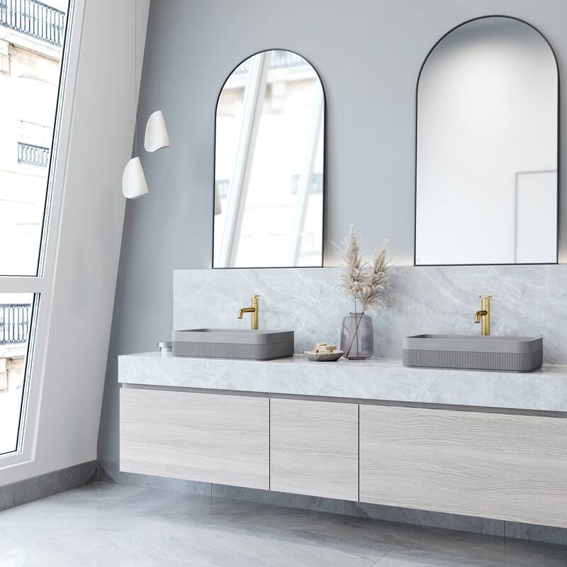 VIGO Cypress 21"L x 14"W x 5"H Concreto Stone Rectangular Bathroom Vessel Sink