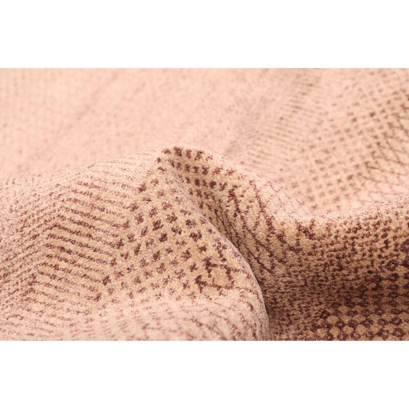 ECARPETGALLERY Hand-knotted Finest Silk Shadow Tan Viscose, Wool Rug - 6'0 x 9'0