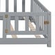preview thumbnail 7 of 29, Full-Size Montessori Floor Bed with Bookcases & Blackboards, Solid Wood Design for Kids with Guardrails & Storage, Grey