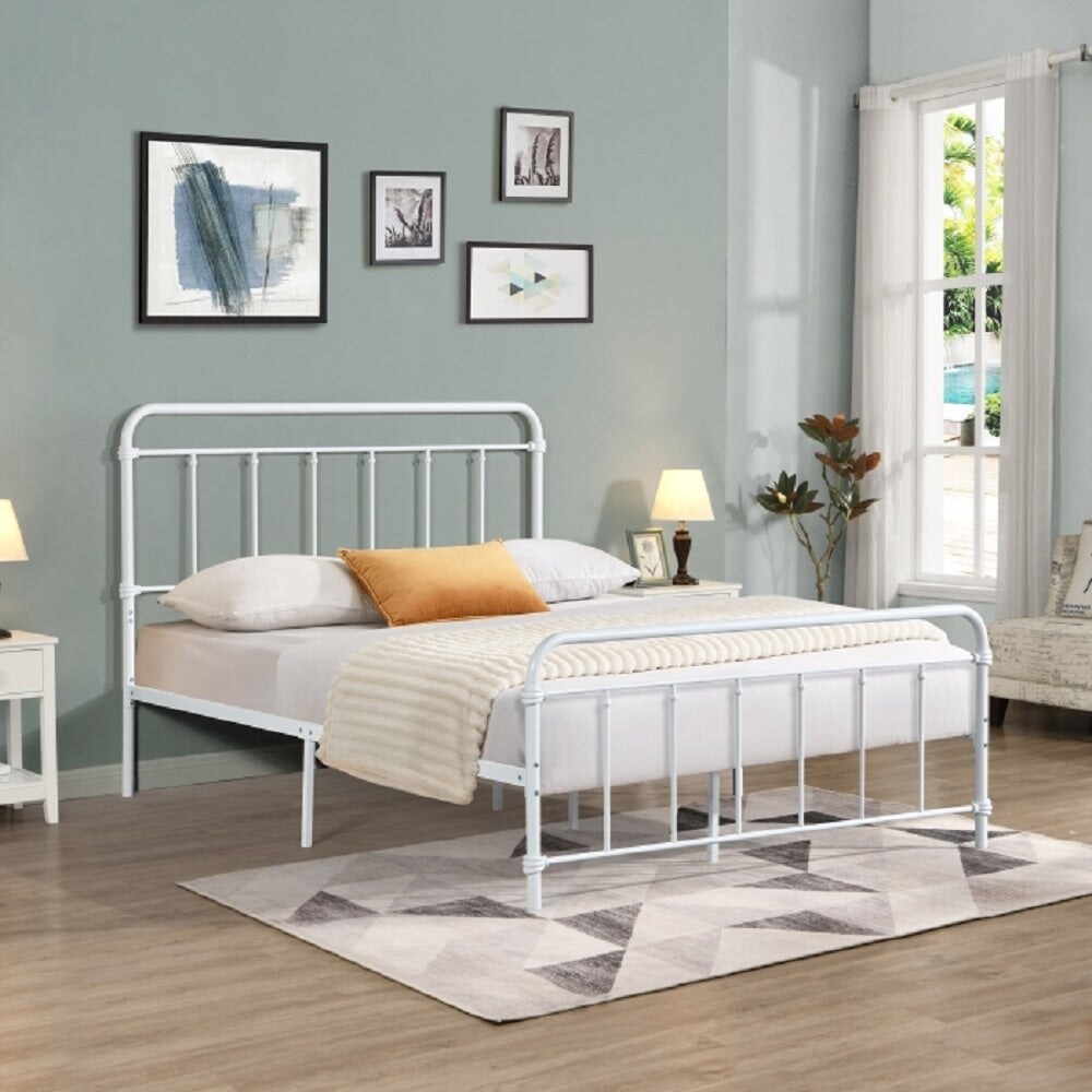 Farmhouse Style Classic Full Size Metal Platform Bed Frame