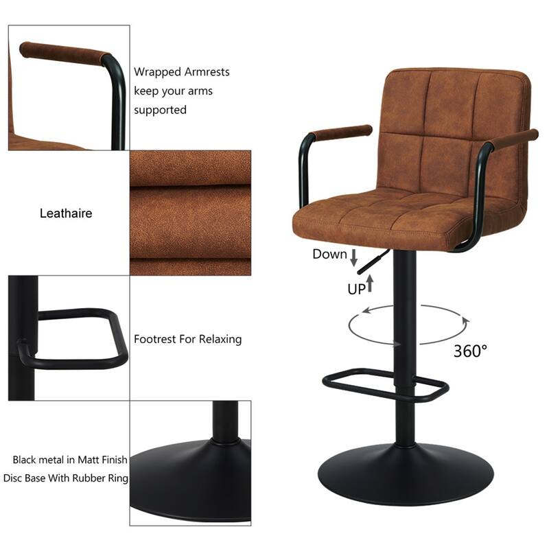 Swivel Adjustable Height with Armrest Bar Stools