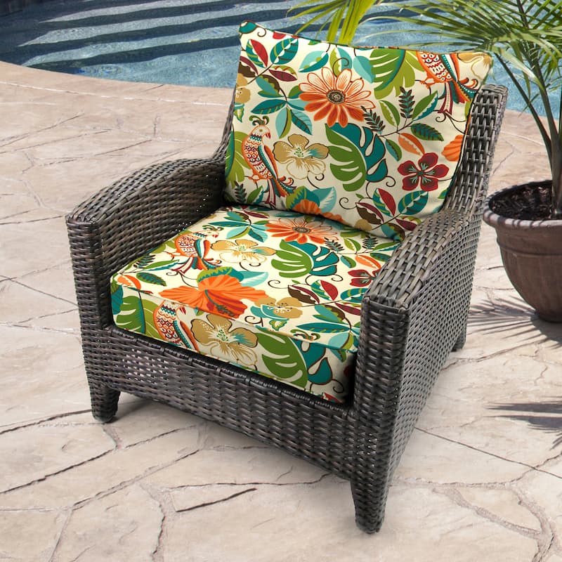 24" x 47" Multicolor Floral Outdoor Deep Seat Cushion Set with Welt - 46.5'' L x 24'' W x 6'' H