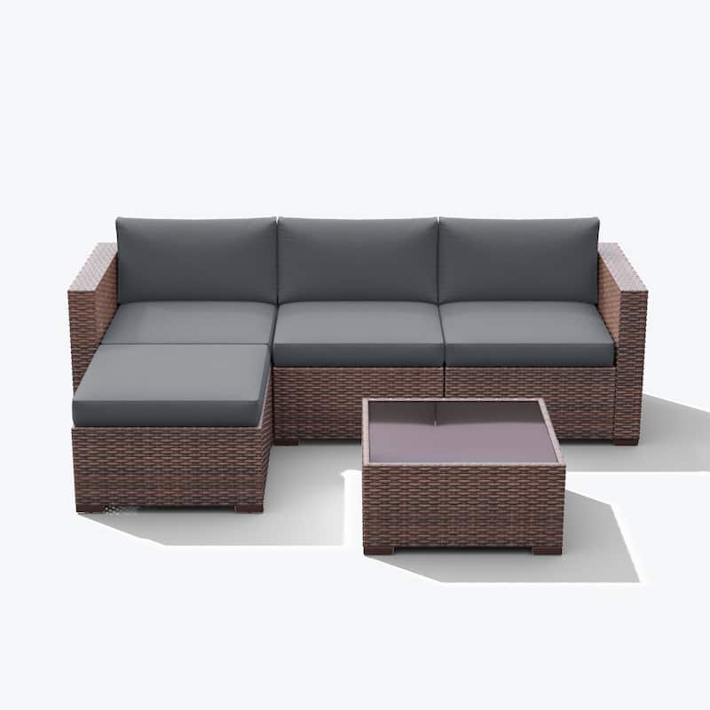 5piece Outdoor Wicker Sectional Sofa Set with Cushions On Sale Bed