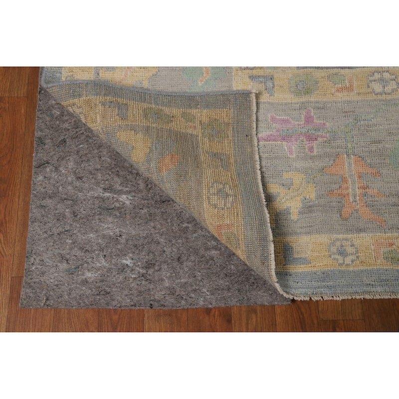 Hand Knotted Oriental 100% Wool Carpet Transitional All-Over Navy Blue & Blues Oushak Area Rug - 9' 11'' X 8' 4''