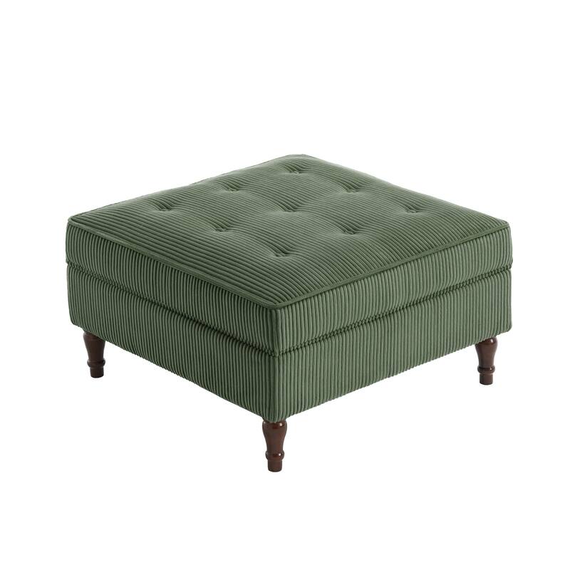 31.78" W Oversized Square Upholstered Storage Ottoman with Wooden Tray