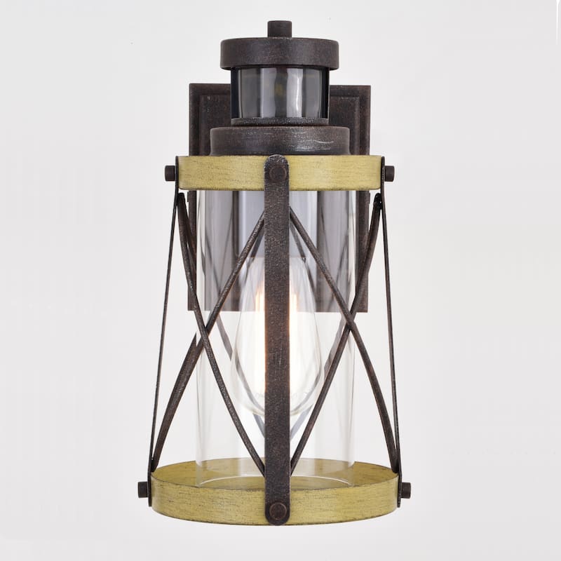 Harwood Bronze Motion Sensor Dusk to Dawn Outdoor Wall Light Farmhouse Clear Glass - 6.5-in W x 11.75-in H x 8-in D