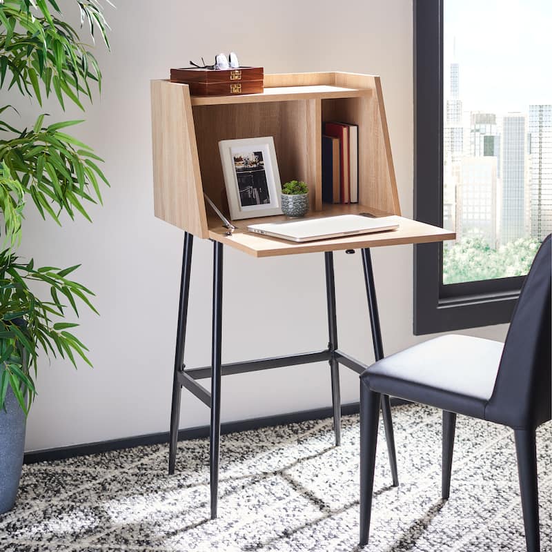 SAFAVIEH Earline Modern Secretary Desk - Natural/Black