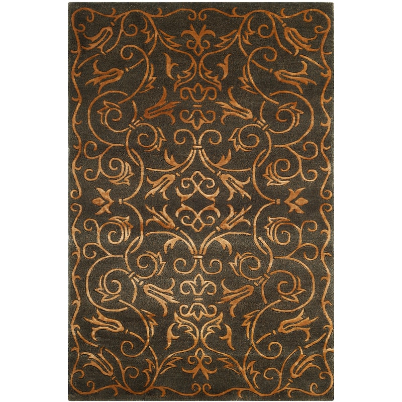 SAFAVIEH Couture Hand-knotted Tibetan Dalgiza Modern Wool Rug - 2' x 3' - Green/Gold