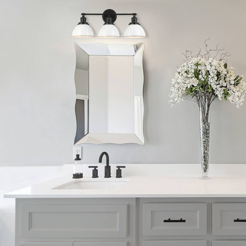 Savannah Matte Black Dimmable 3-Light Vanity Light - Matte Black/White