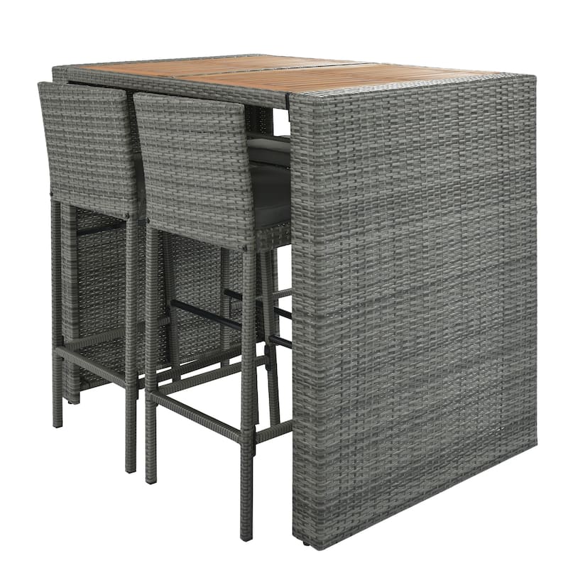 GO 5-pieces Outdoor Patio Wicker Bar SetWith Non-Slip Feet And Removable Cushion