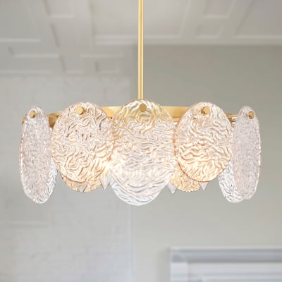 Daim 18 Inch Texed Glass Wheel Chandelier 4 Light - N/A