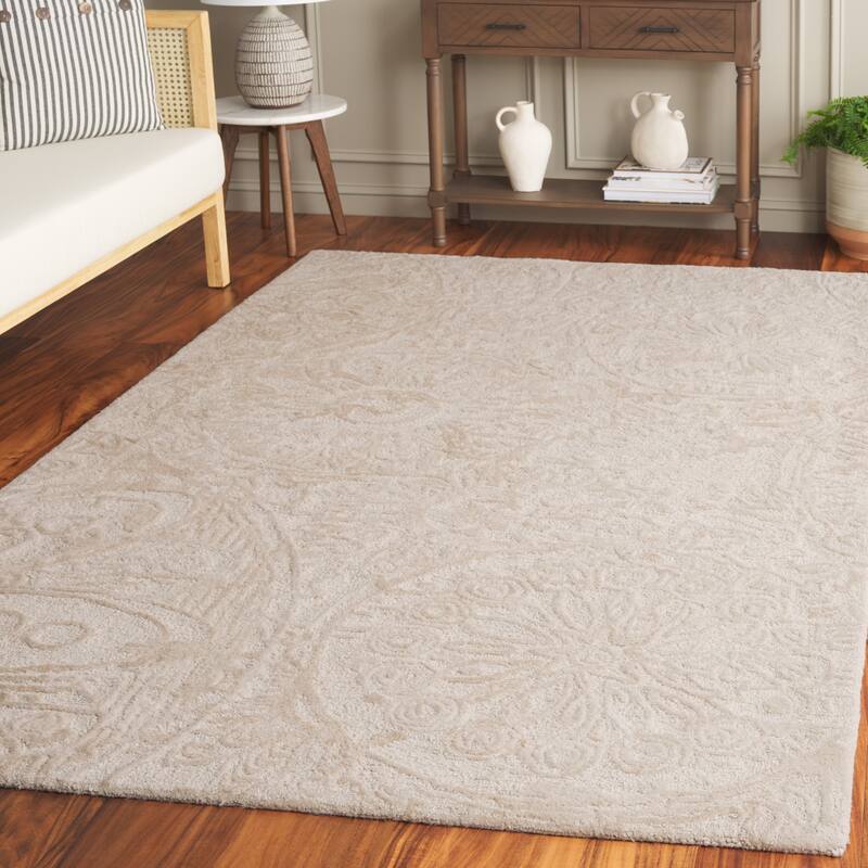 SAFAVIEH Handmade Abstract Calliope Contemporary Wool Rug - 8' x 10' - Beige/Ivory