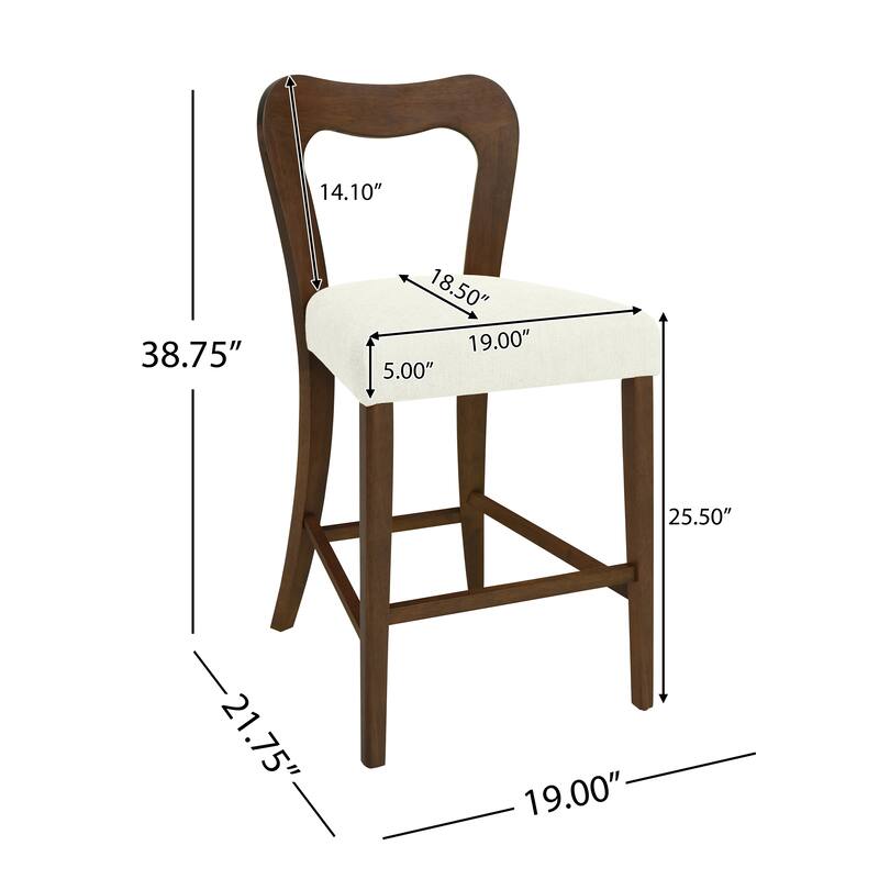 Roomfitters Counter Stool Set of 2, Modern Kitchen Bar Stool with Upholstered Seat and Wood Frame