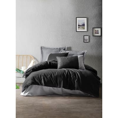SUSSEXHOME Black Gray Full Size Duvet Cover Set, Hypoallergenic