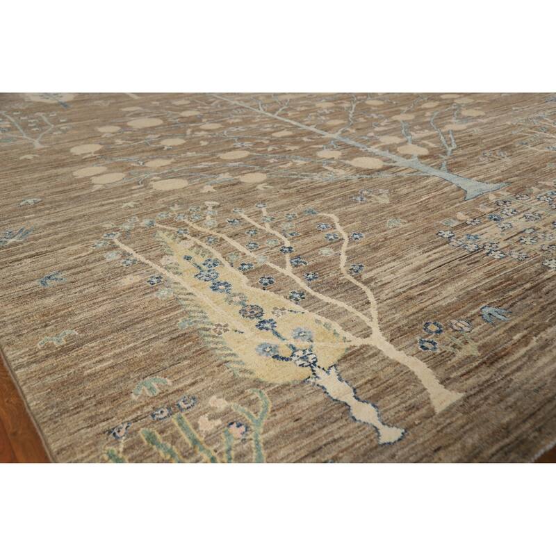 Hand Knotted Oriental 100% Wool Carpet Transitional Floral Brown Oushak Area Rug - 10' 0'' X 7' 10''