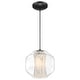 preview thumbnail 4 of 5, Access Lighting I-Biza - LED Round Pendant - Black Finish - White Marble Glass - Replaceable LED