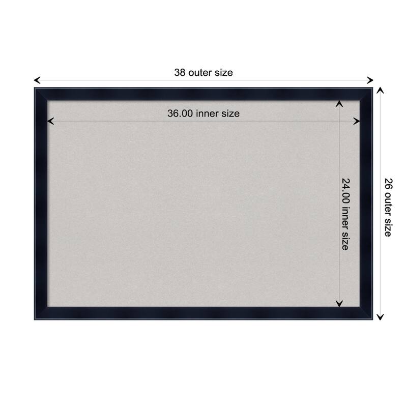 Madison Black Wood Framed Grey Corkboard Bulletin Board - Board Size 36x24