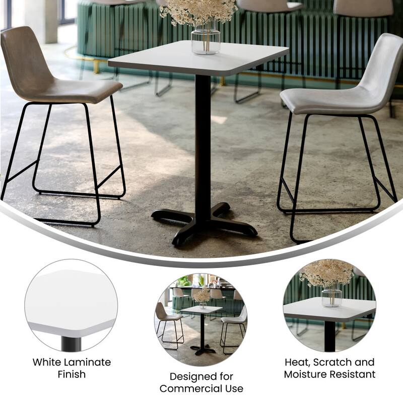 24'' x 30'' Rectangular Laminate Table Top with 22'' x 22'' Table Height Base - 24"W x 30"D x 31.125"H