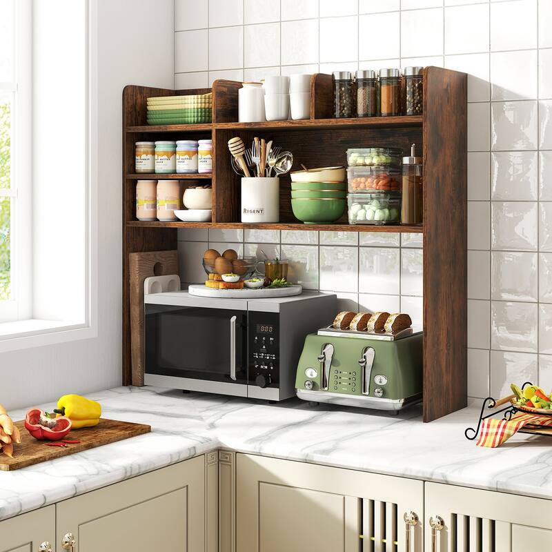 Gymax 3-Tier Desktop Bookshelf w/ 6 Shelves Desk Organizer for