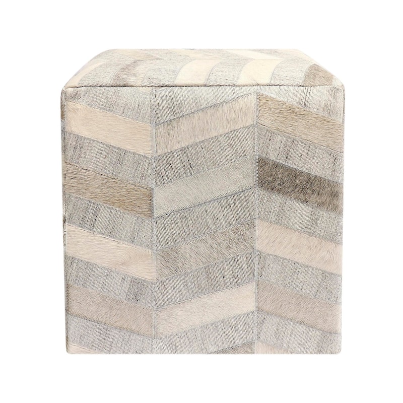 Pasargad Natural Cowhide Ottoman silver 19'' - 1' x 1'