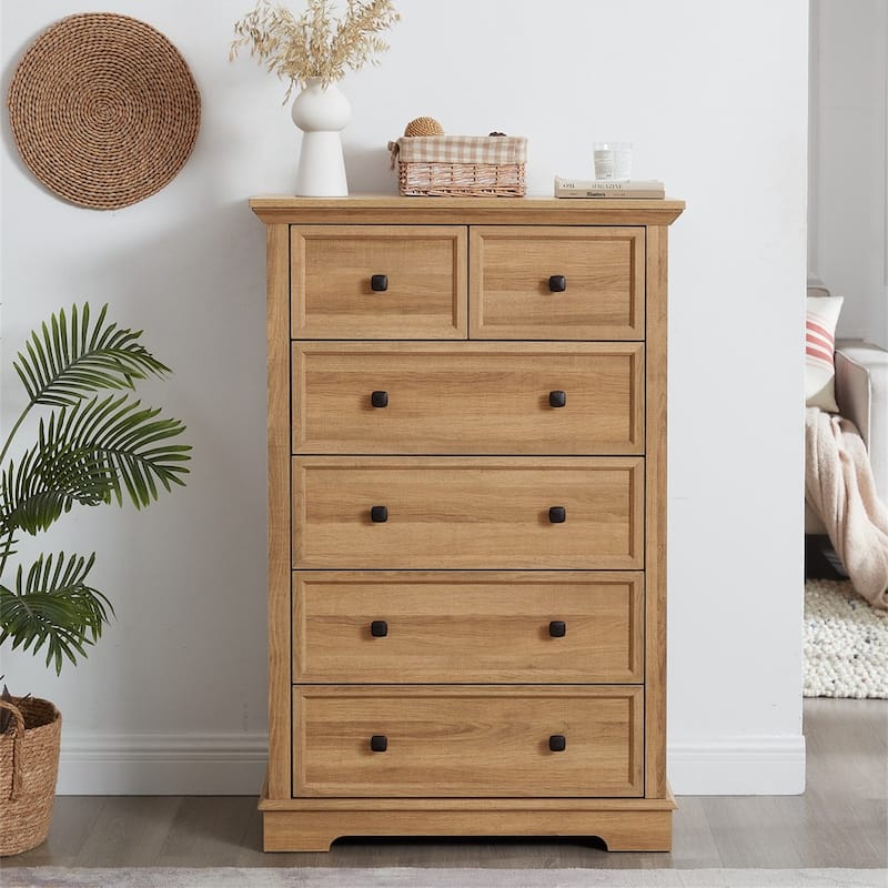 Modern 6 Storage Drawers Dresser Cabinet, Tall Chest of Drawer, Closet