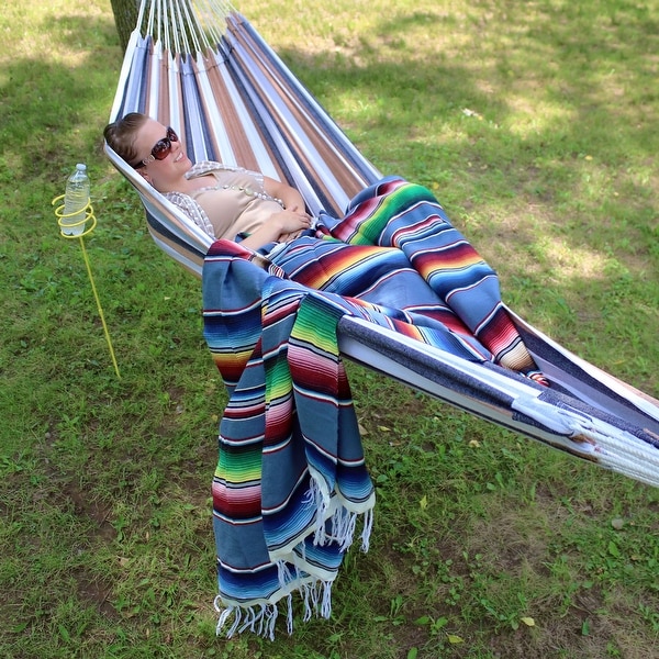 Sunnydaze Extra-Large Multicolor Mexican Serape Hammock Blanket - 83-Inch Long