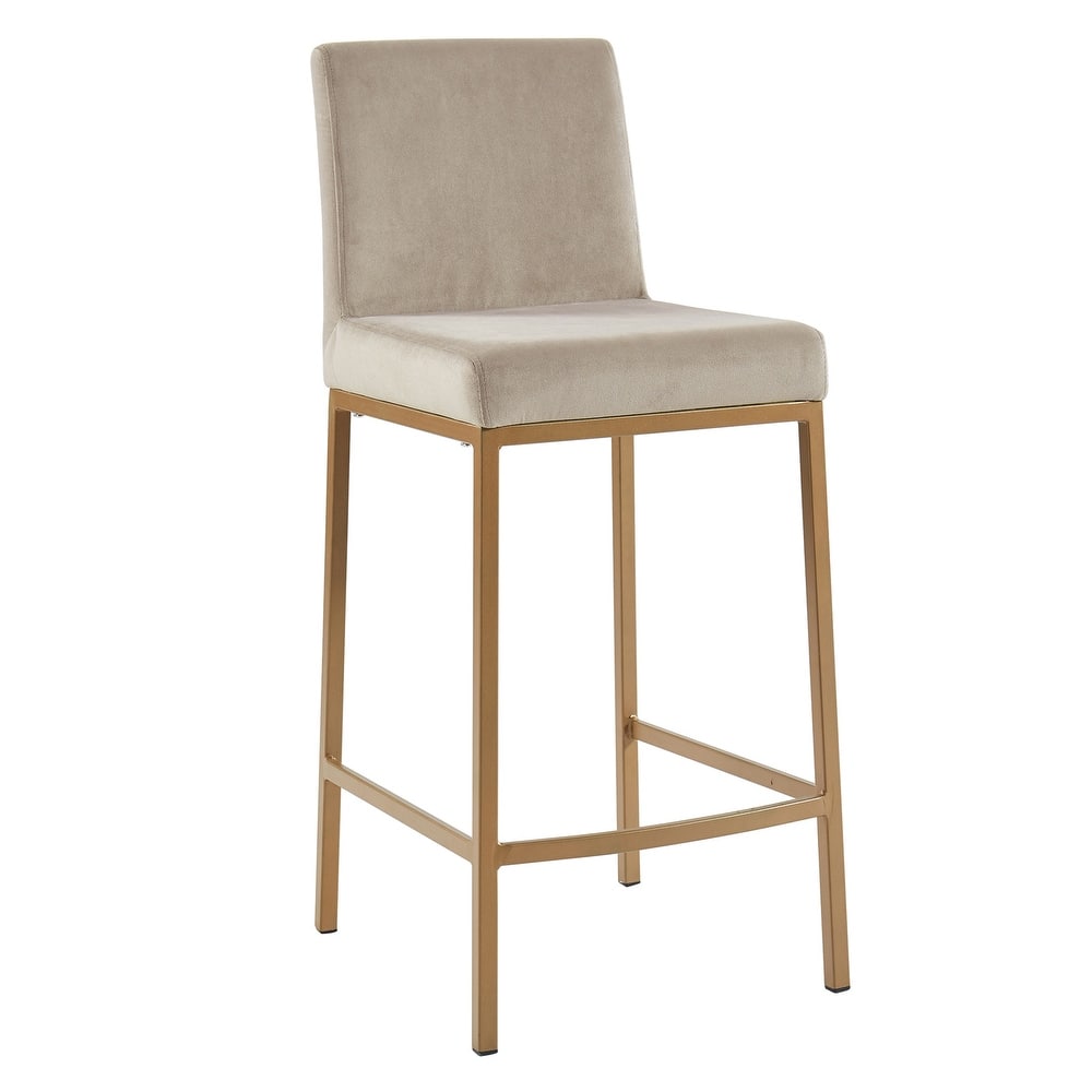 Contemporary Velvet and Metal 26" Counter Stool, Set of 4