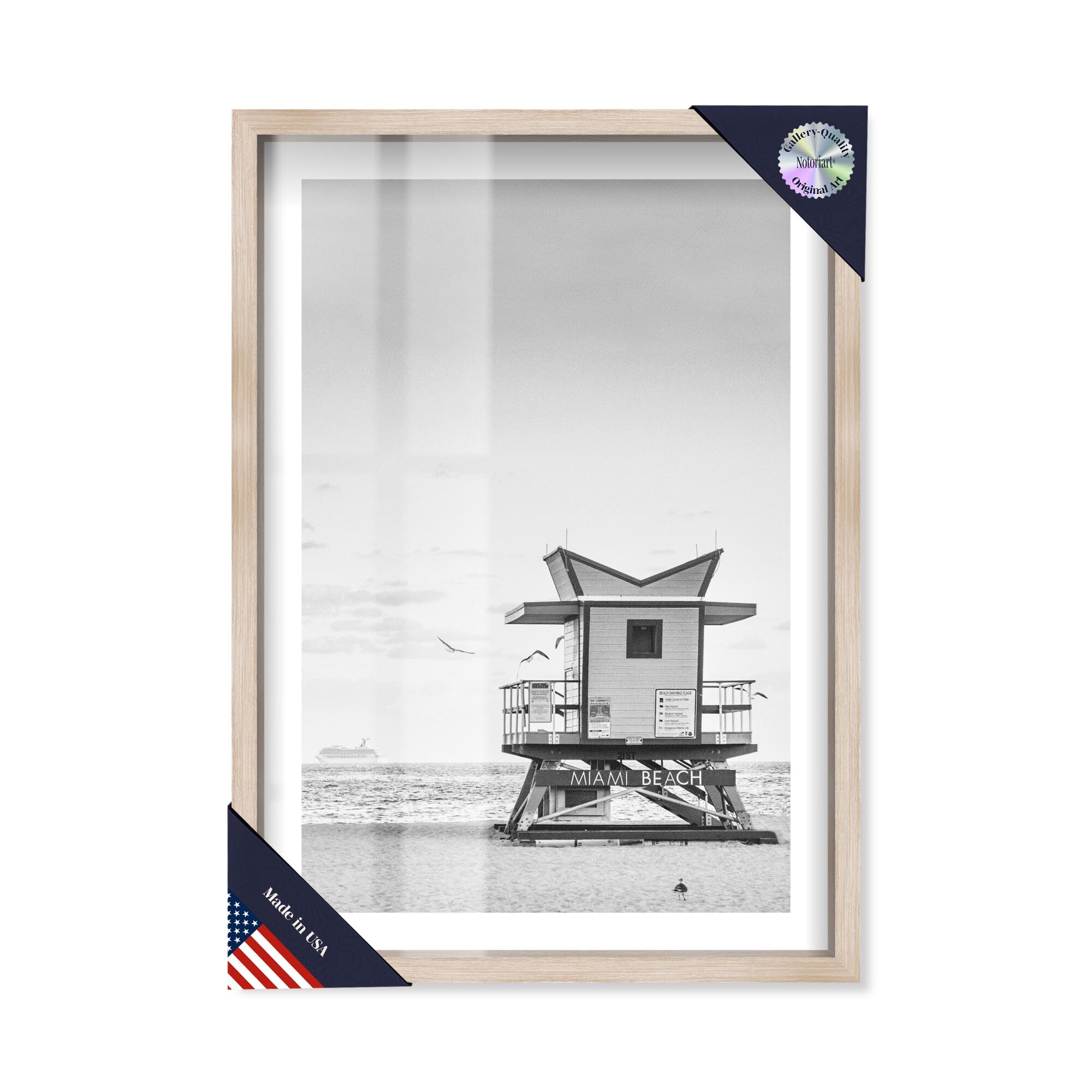 Miami Beach Vintage II Shadowbox Print by Notoriart