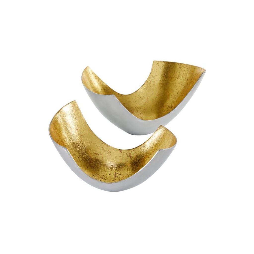 Aluminum Contemporary 2 Piece Abstract Decorative Bowl Set