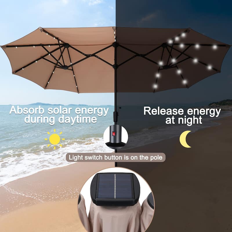 Autlaycil 13ft Extra Large Patio Umbrella with Solar Lights(Without Base)