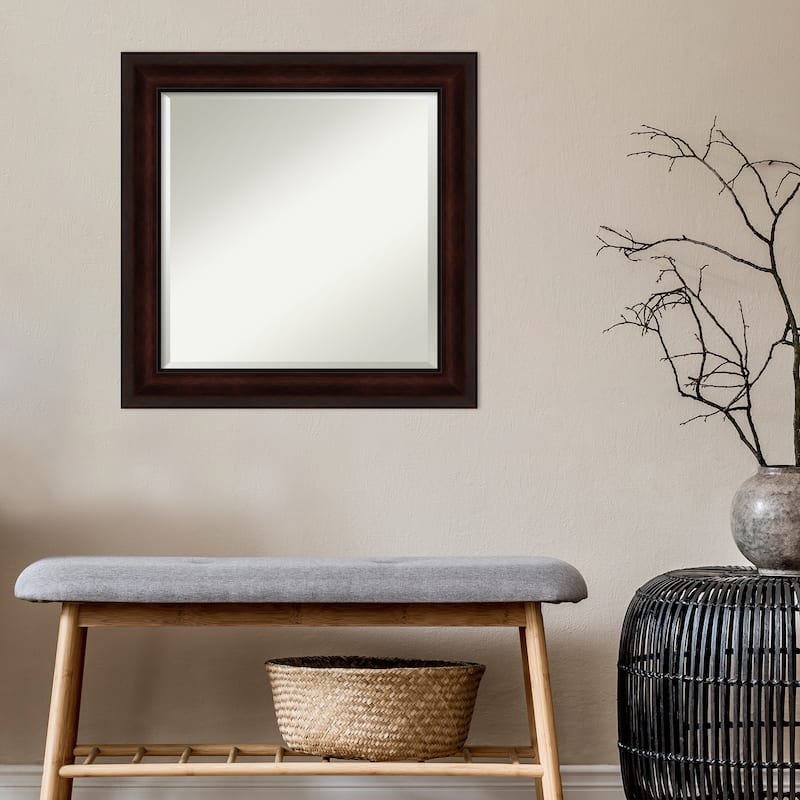 Beveled Bathroom Wall Mirror - Coffee Bean Brown Frame - Coffee Bean Brown