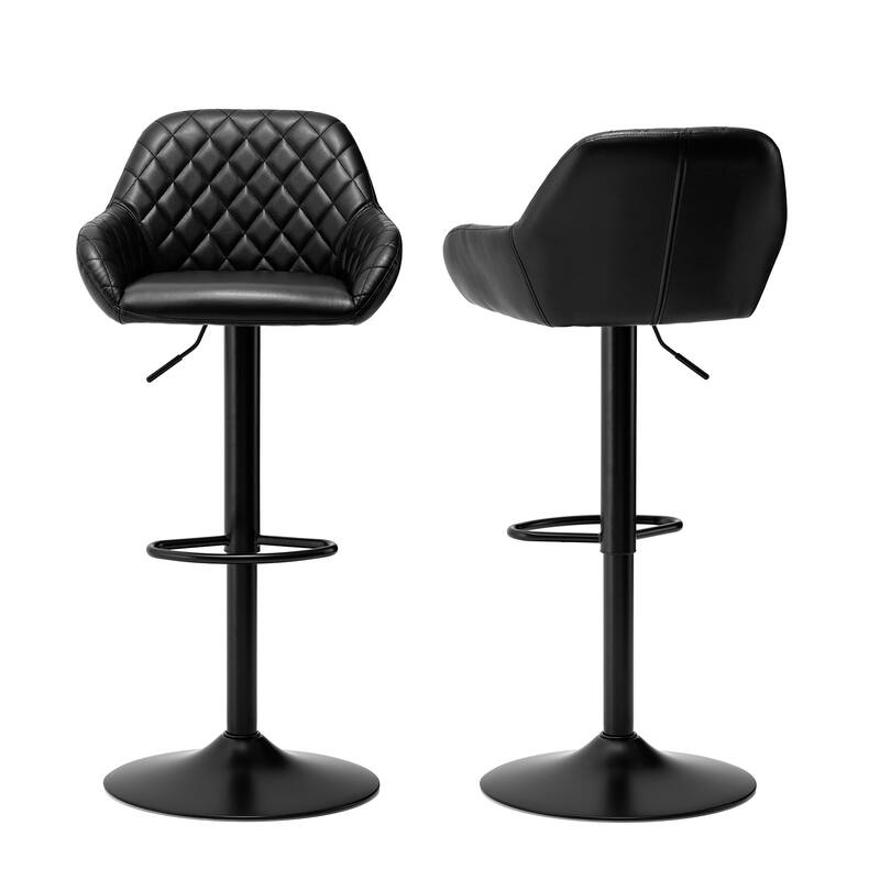 Glitzhome Mid-Century Height Adjustable Faux Leather Swivel Counter Bar Stools
