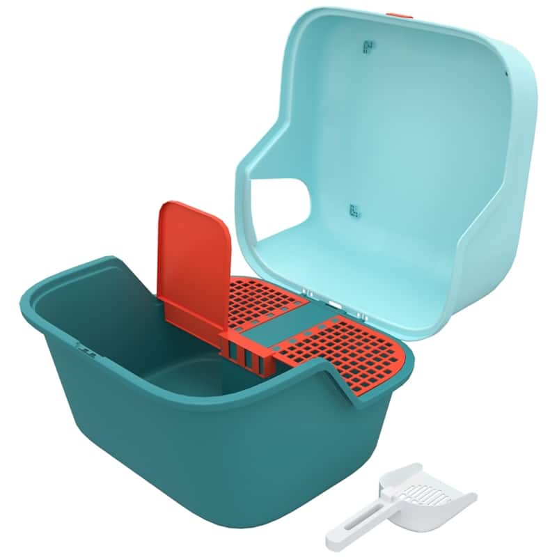Fully Enclosed Cat Litter Box with Semi-Enclosed Design, Easy to Clean and Reduces Litter Tracking - 19.7" L x 19.7" W x 15.4" H