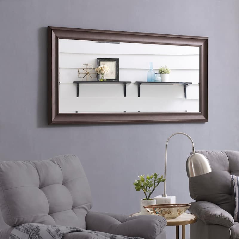 Tall Mirror Full Body Oversized Mirror Smooth Faux Wood Frame Rectangle Wall Mounted Hanging Mirror