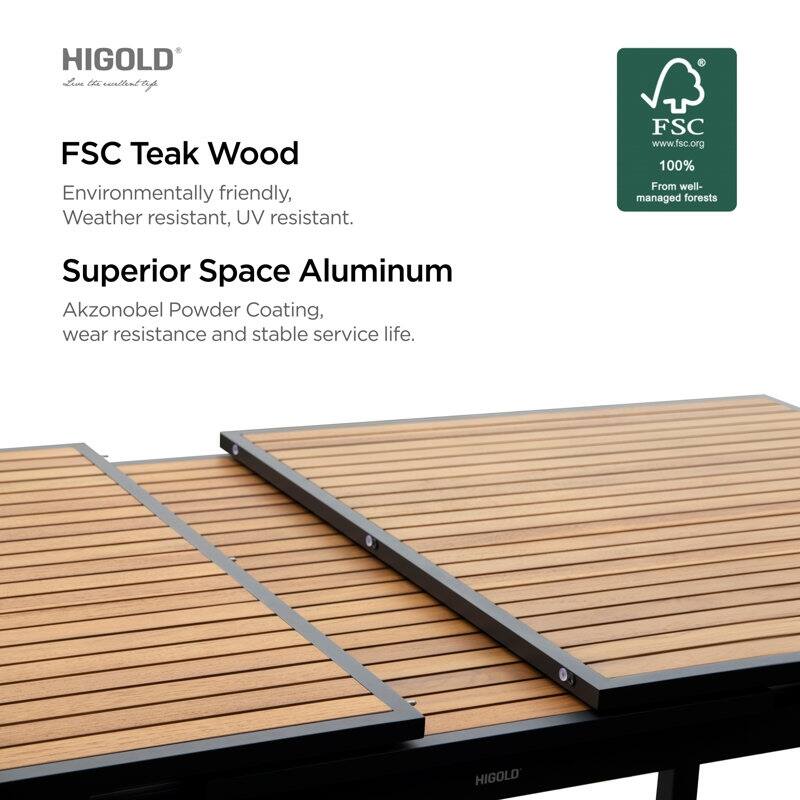 HIGOLD Extendable Outdoor Dining Set, 12-person Teak Patio Furniture