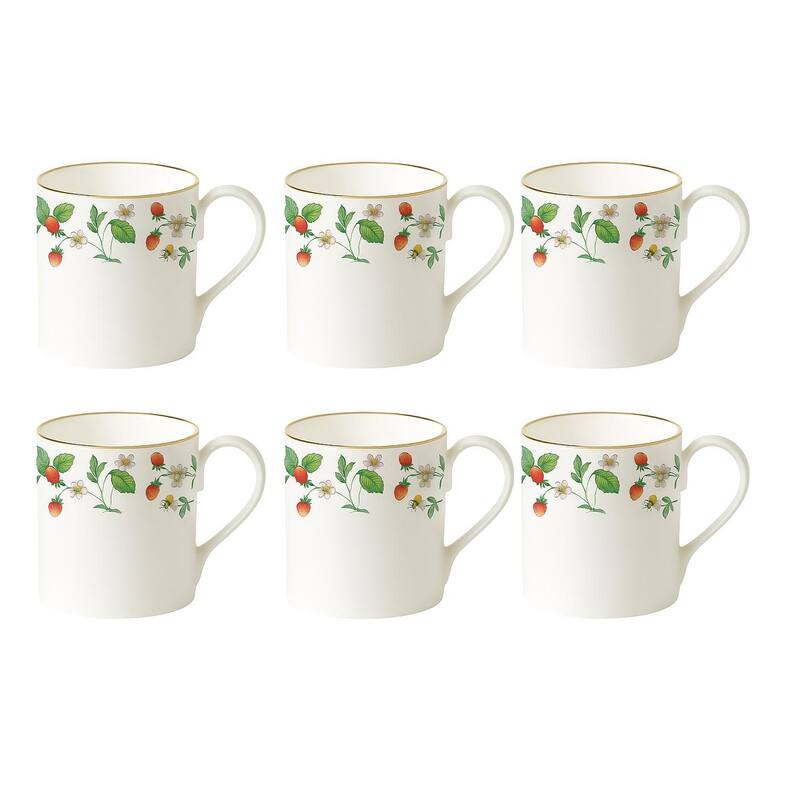Roy Kirkham English Strawberry Garden Larch Mugs Set of 6