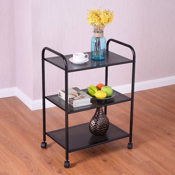 Shop Costway 3 Tiers Storage Display Rack Mesh Shelf Home Kitchen Bathroom Organizer W/Wheels ...