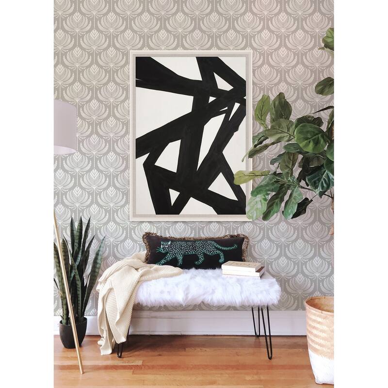 A-Street Prints Palmier Grey Lotus Fan Wallpaper