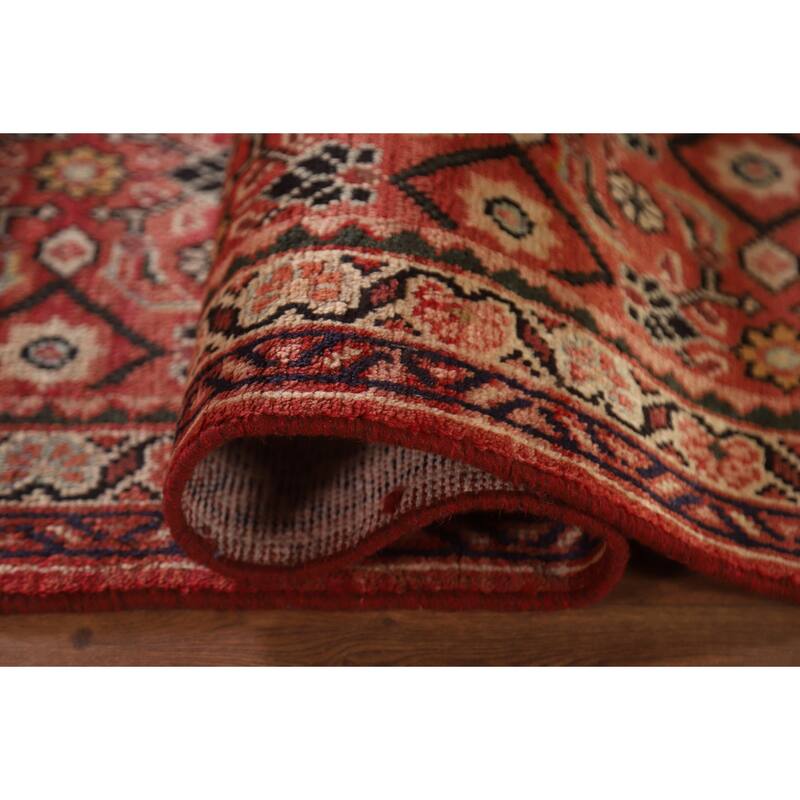 Hand Knotted Oriental 100% Wool Carpet Traditional All-Over Red Mahal Runner Rug - 10' 3'' X 3' 5''