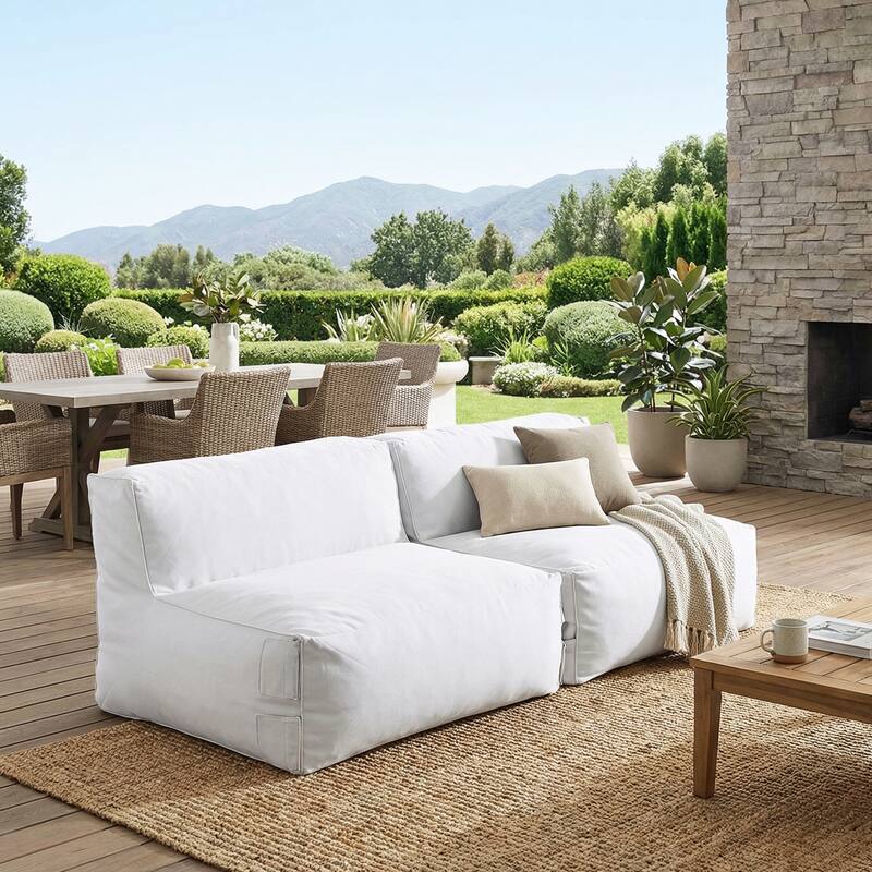 Christopher Knight Home - Nerissa Outdoor/Indoor Olefin Modular Bean Bag Armless Sofa Set with Shredded Foam Filled