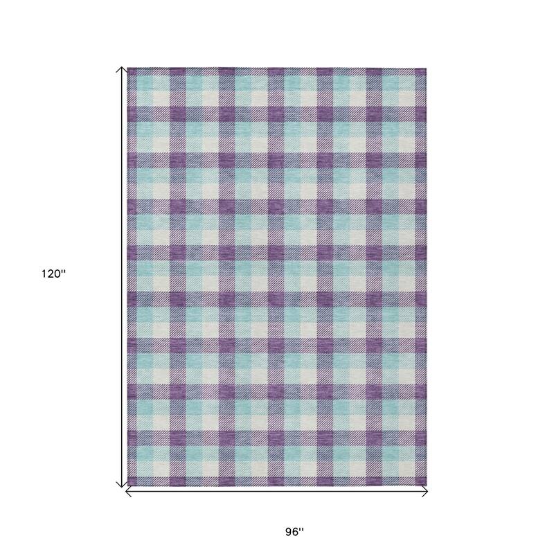 HomeRoots Plaid Transitional Rectangle Outdoor Rug